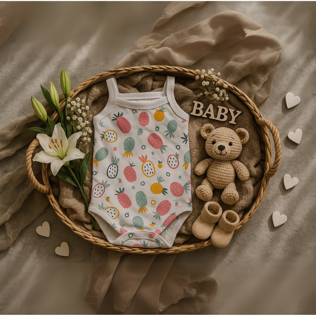 Unısex Ananas Desenli Askılı Body