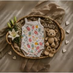Unısex Ananas Desenli Askılı Body