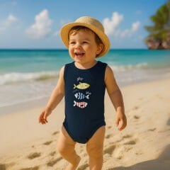 Deniz Temalı Lacivert Erkek Bebek Zıbın