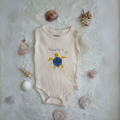 Kaplumbağa Desenli Krem Renk Bebek Zıbın